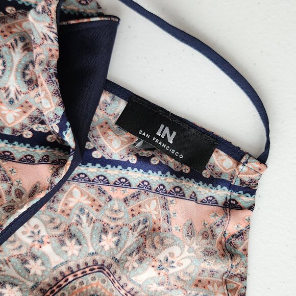 I.N. San Francisco Paisley Handkerchief Top in Pink and Blue - Picture 4 of 7